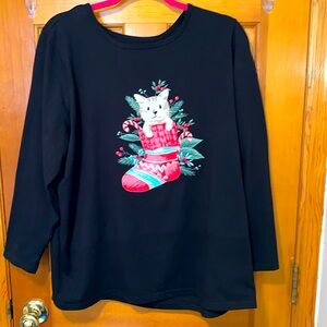 Woman Within Heavy Long Sleeve Holiday Tee, Size: L